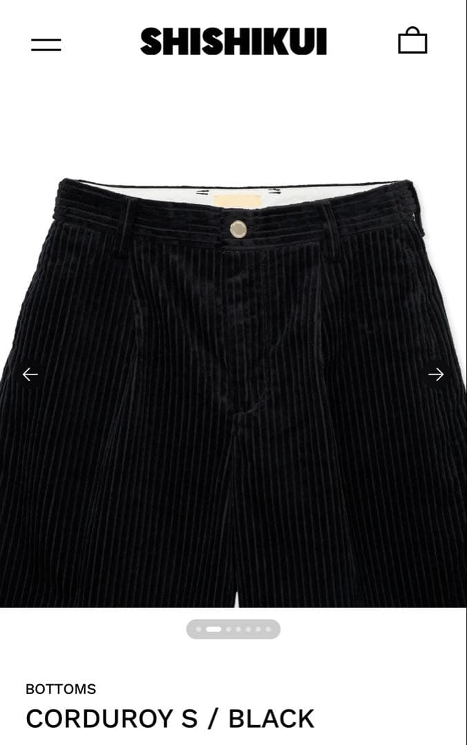 SHISHIKUI CORDUROY S / BLACK ハーフパンツ
