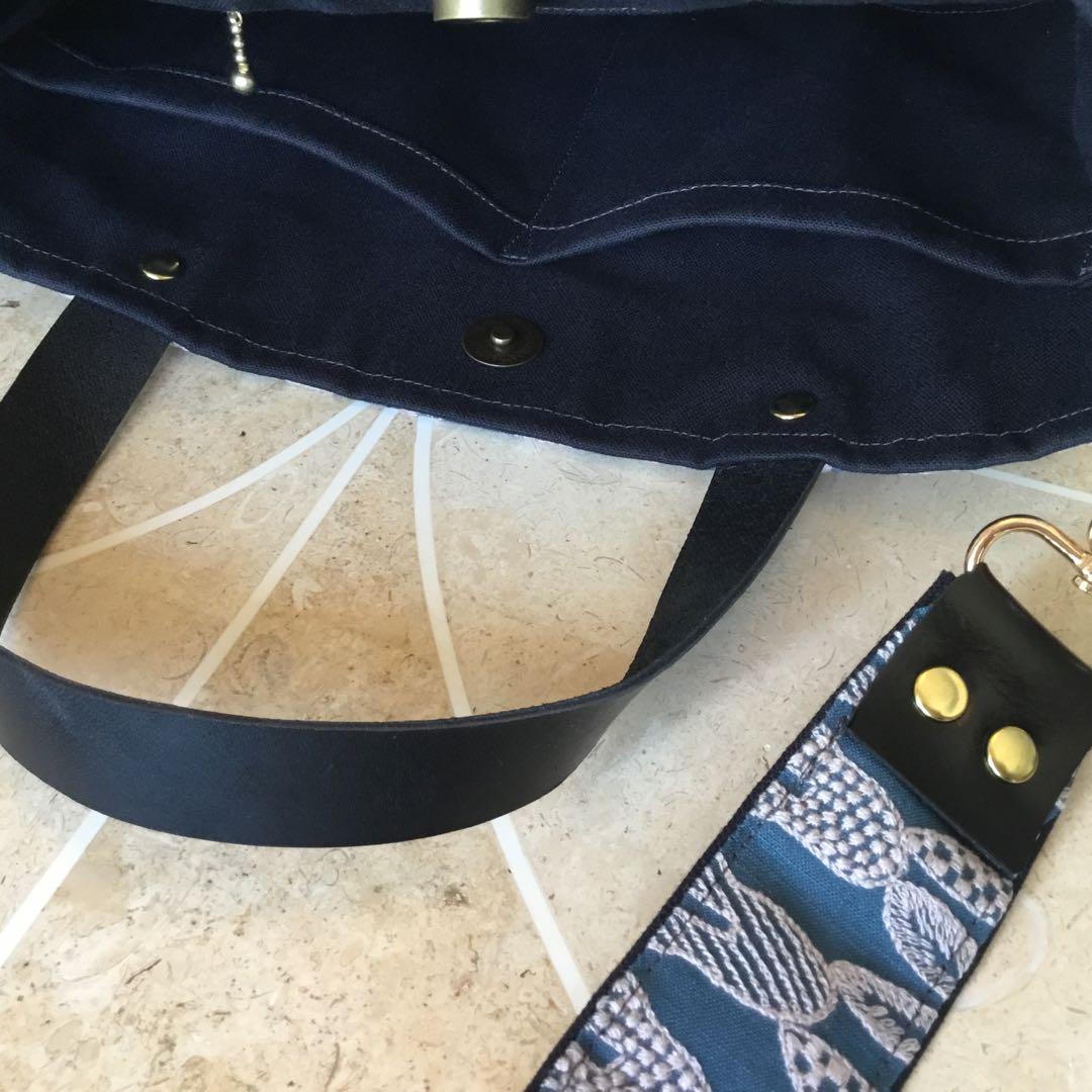 ミナペルホネンpomppiaブルー　2Way肩掛けトートバッグハンドメイド