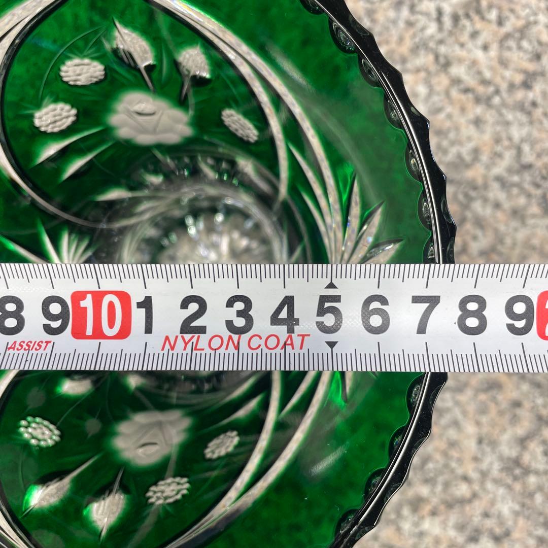 ★ドレスデンクリスタル 花瓶 グリーン フラワーベース ガラス インテリア 格安