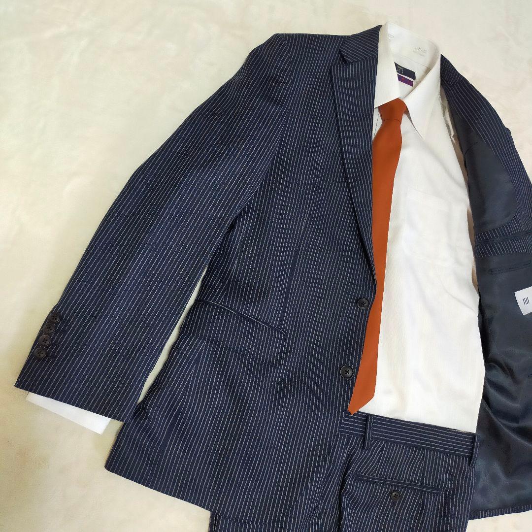 美品　大きいサイズAB8　スーツセレクト　チョークストライプ柄　ビジネススーツ
