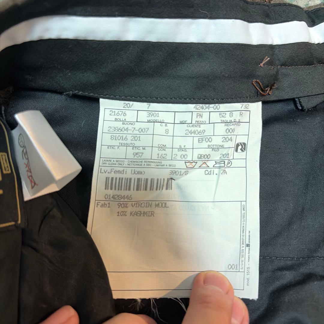 定価10万超 FENDI カシミヤ混 イタリア製 ワイドスラックス フランネル