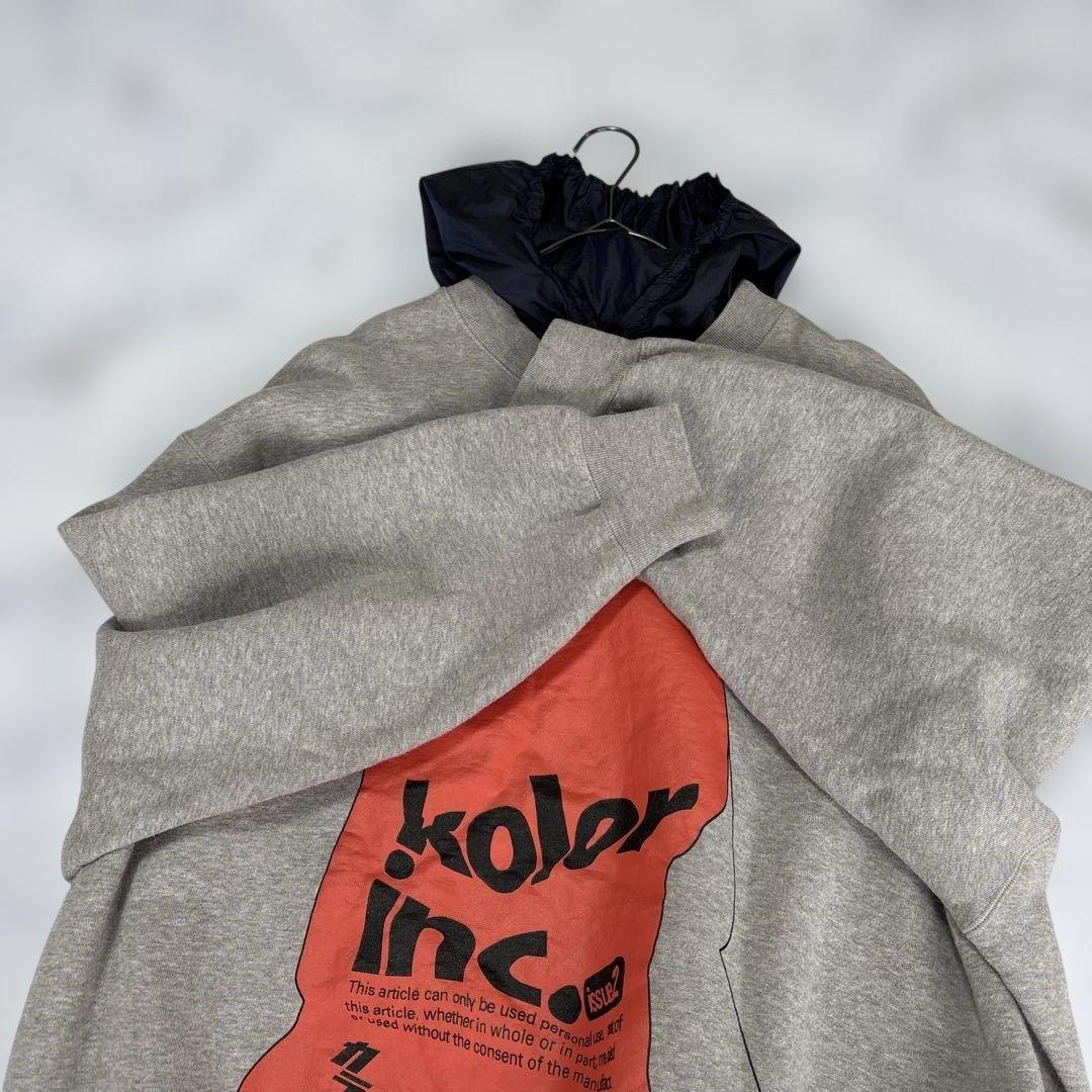 ✨kolor カラー20AW 裏起毛レイヤードスウェットパーカー グレーM