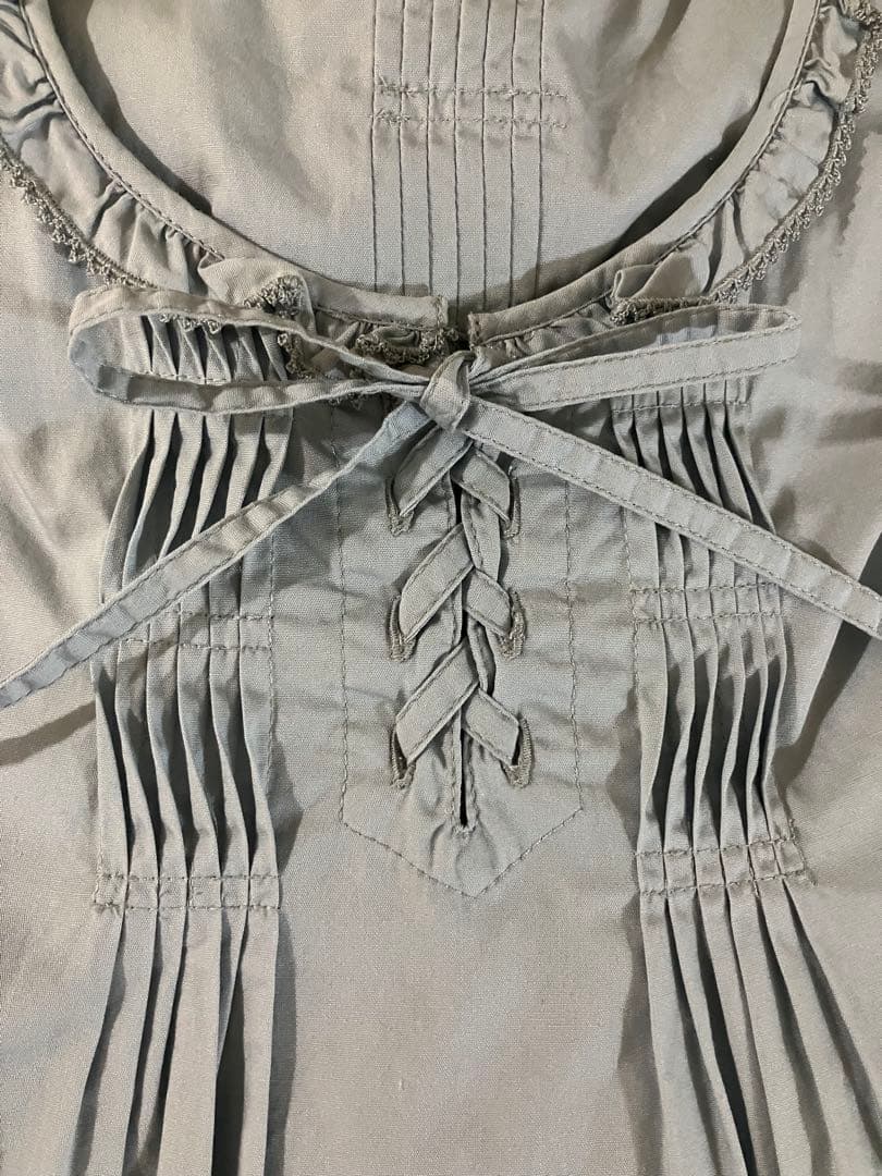 ピンクハウス うさぎ 刺繍 ブルーグレー 半袖チュニック