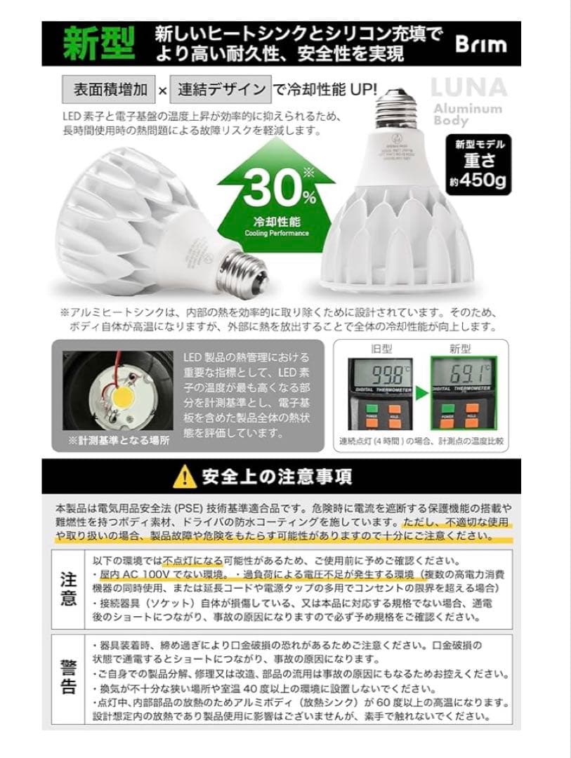 美品 BRIM LUNA 24W 植物育成ライト クリップライトロング 2組