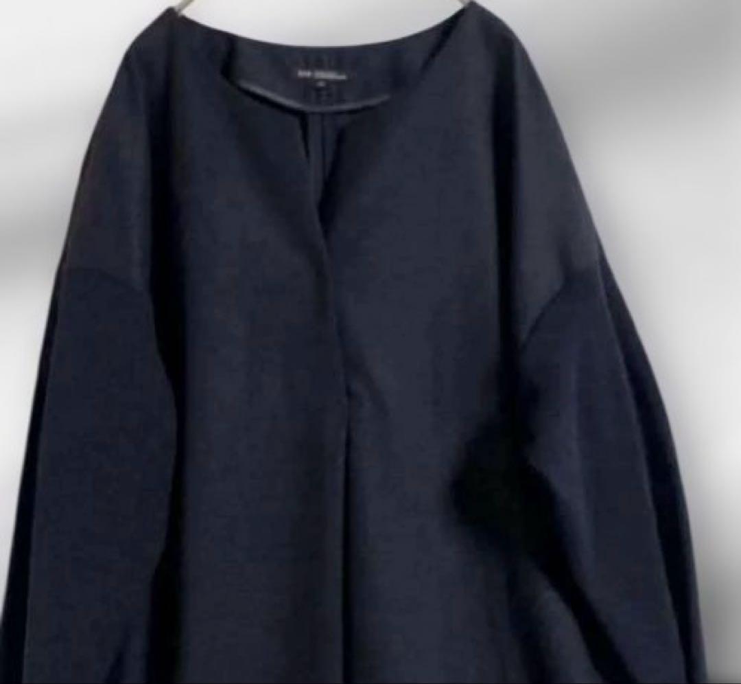 大きいサイズ！23区/袖リブ切り替え/ウールワンピース/44/近年