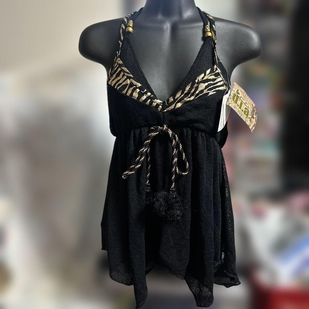 新品未使用　d.i.a ゴールド　ゼブラ柄　キャミソール