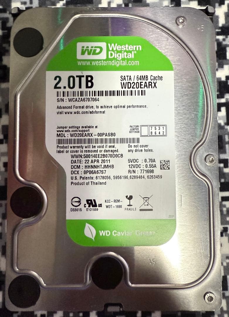 WD HDD 3台（1.５TB、2.0TB、2.0TB）+ アルミ生ケース