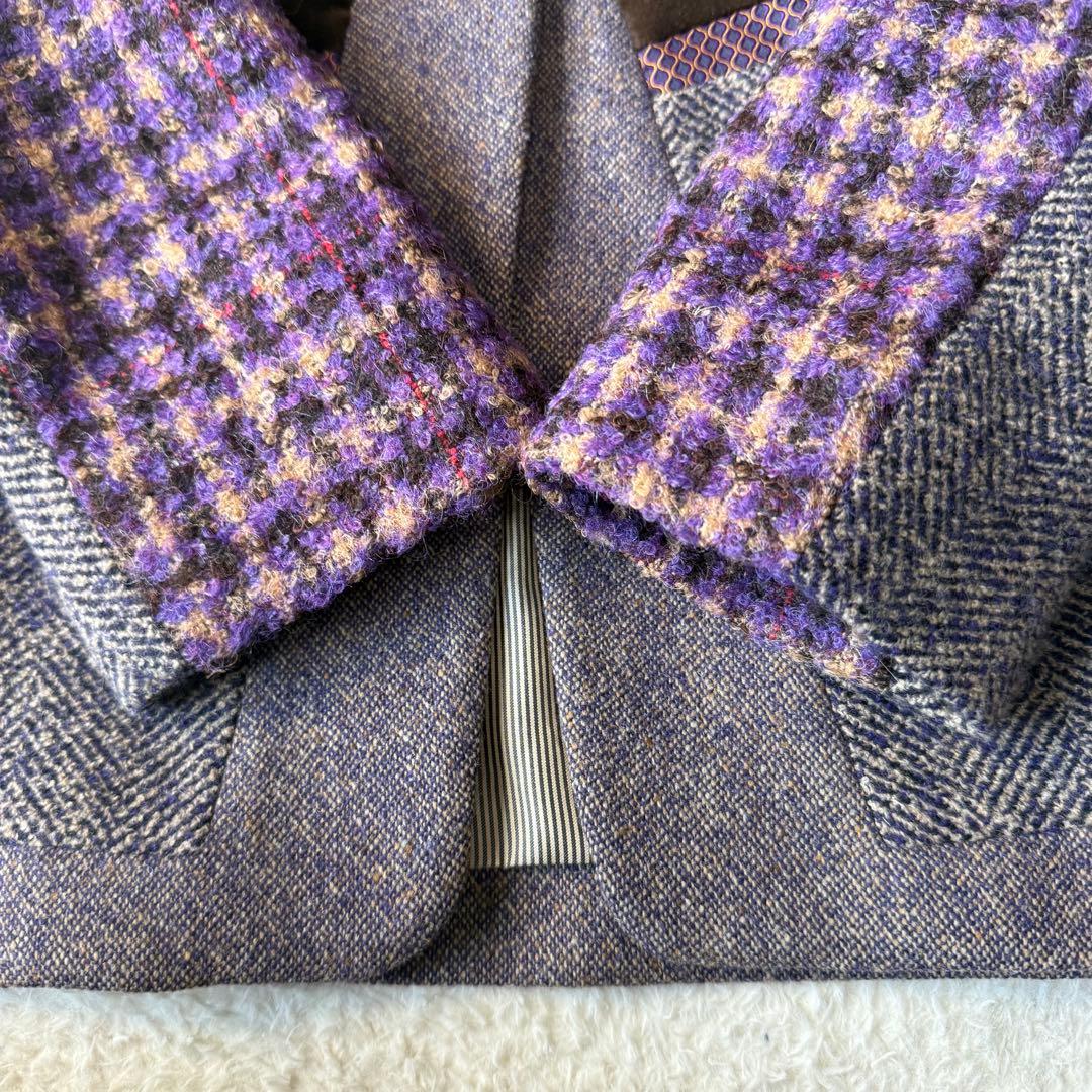 エトロ ノーカラー ジャケット ツイード シルク モヘヤ混 大きいサイズ 44