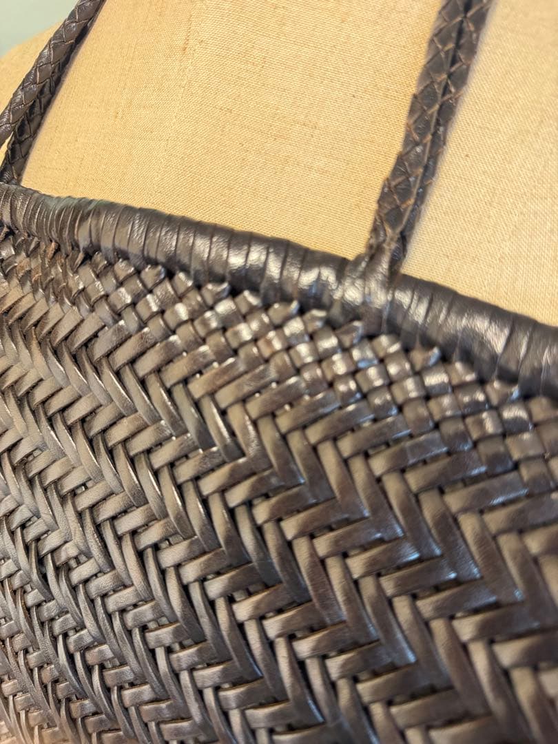 DRAGON ダークブラウン 編み込みトートバッグ