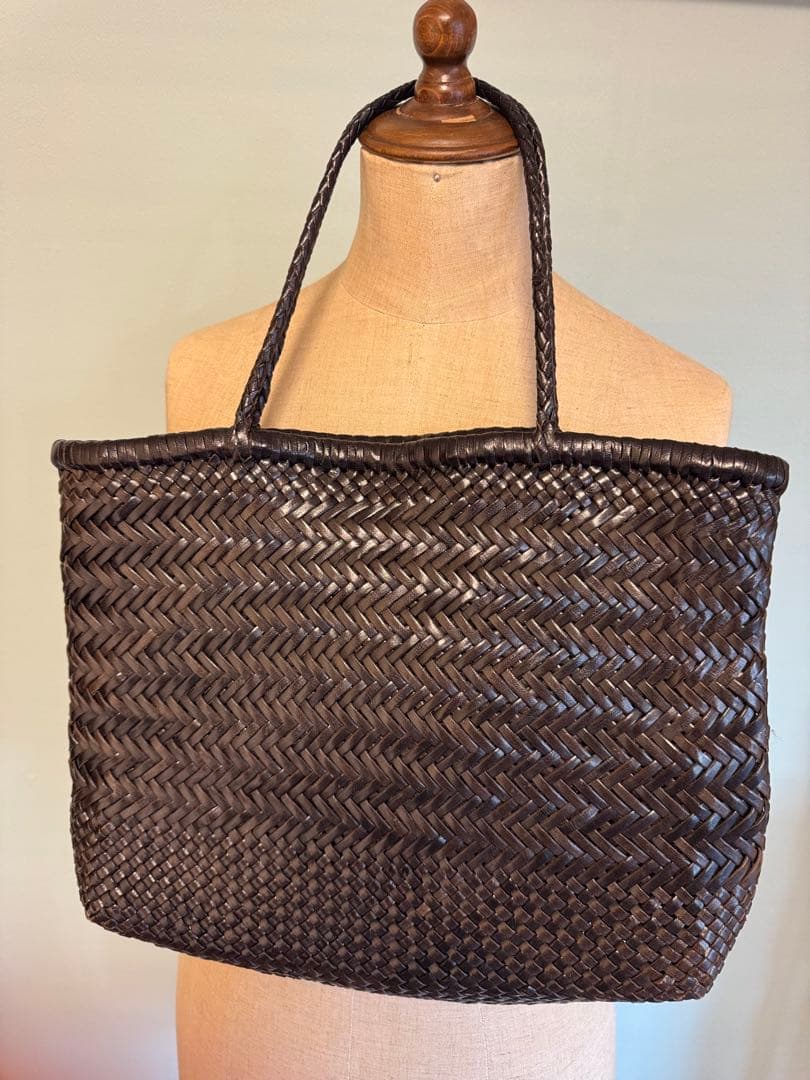 DRAGON ダークブラウン 編み込みトートバッグ