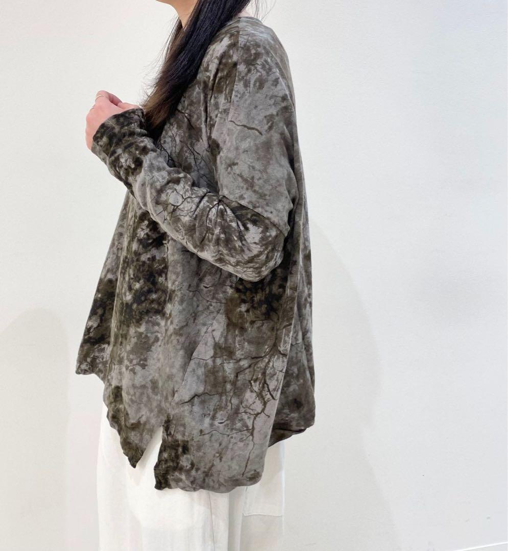 【美品】pas de calais パドカレ　スベリヒユプリント　リネン混