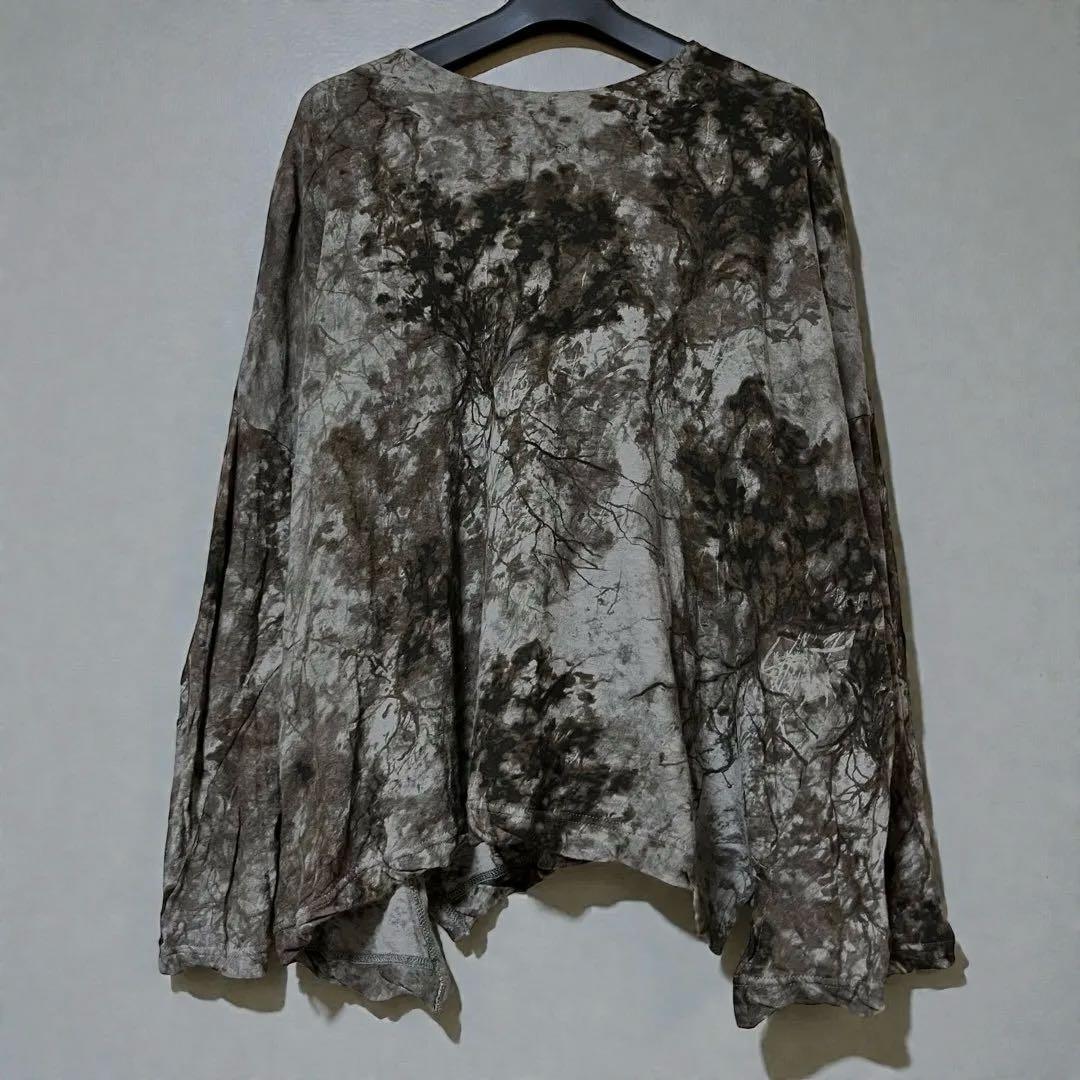 【美品】pas de calais パドカレ　スベリヒユプリント　リネン混