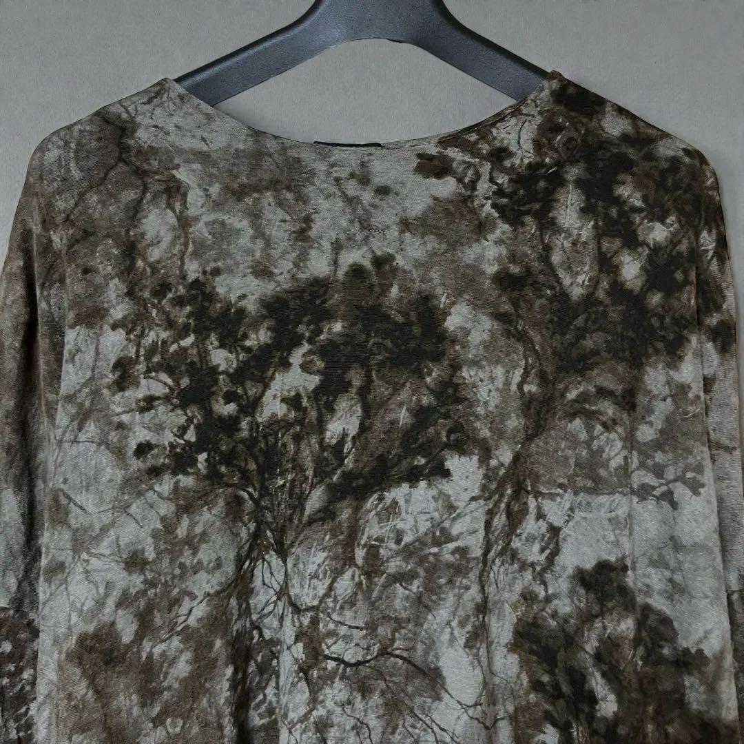 【美品】pas de calais パドカレ　スベリヒユプリント　リネン混