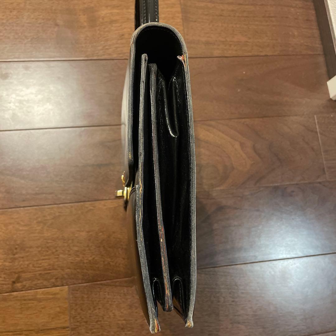 OLD GUCCI 黒レザー ハンドバッグ 赤い裏地