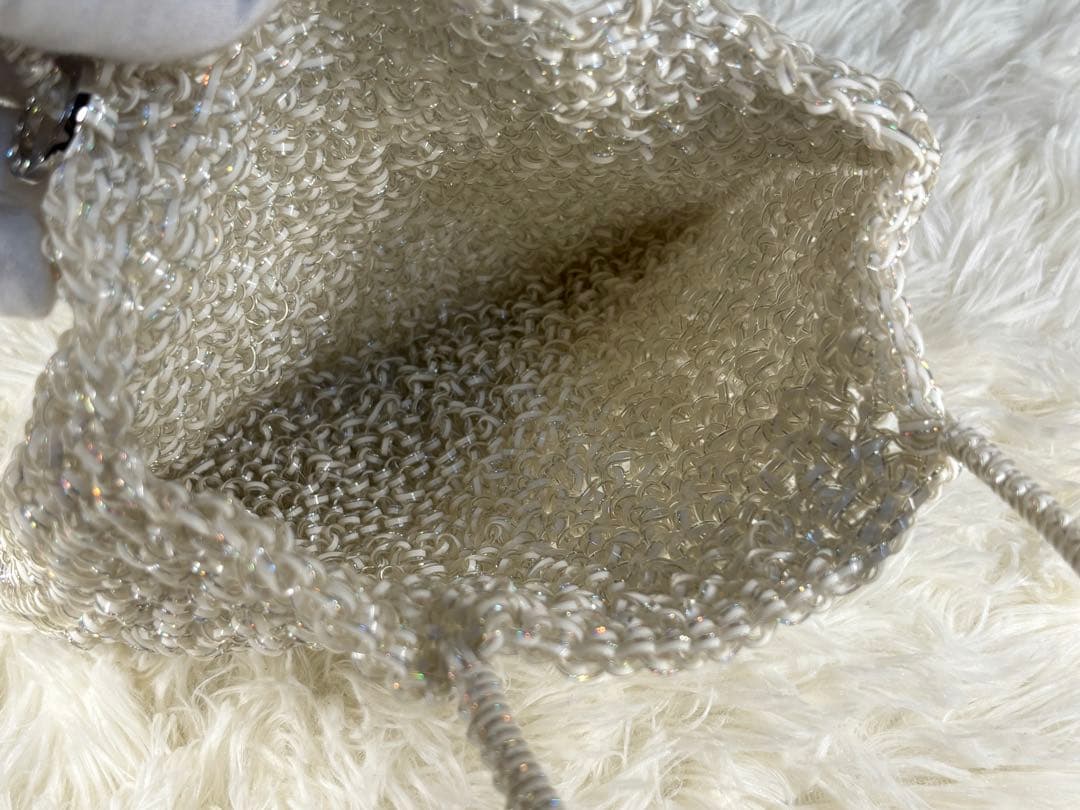 アンテプリマ マットホワイト ワイヤー トート スクエア かごバッグ　チェーン