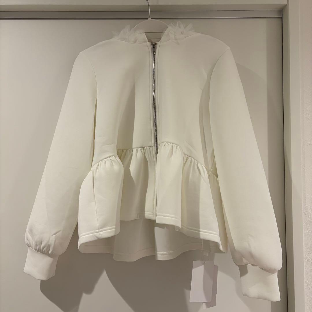 fitmoreダンボールチュールフードジップアップパーカー