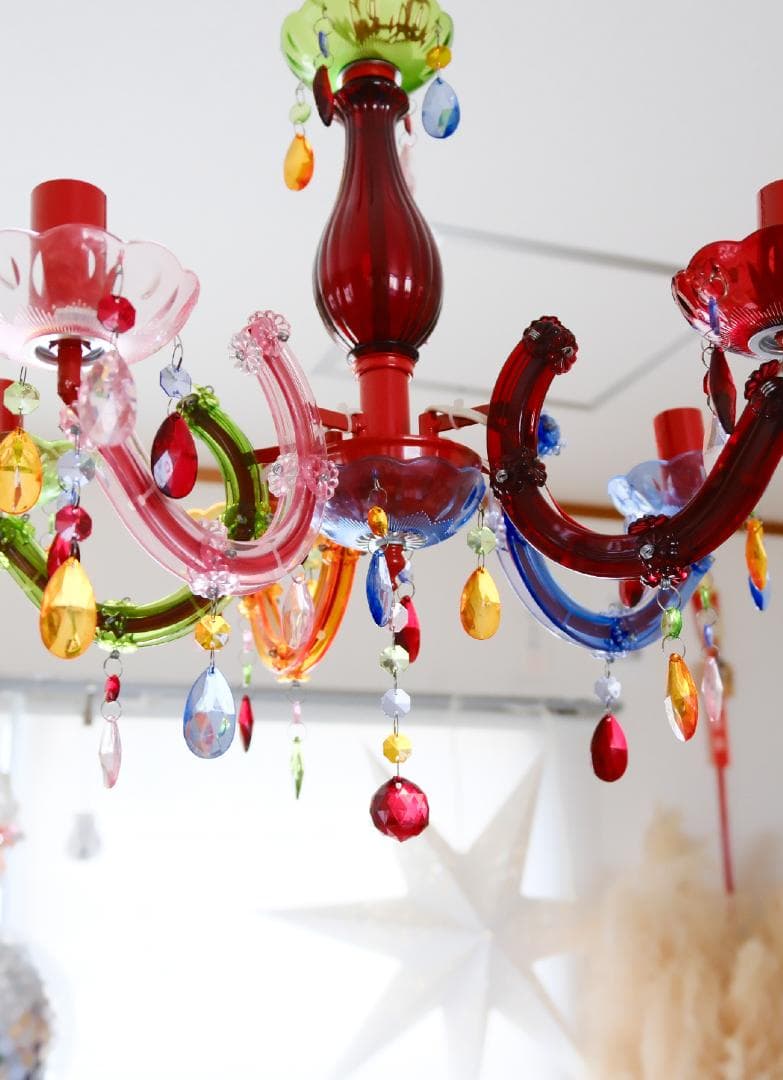 カラフルアクリルシャンデリア 5灯【美品】
