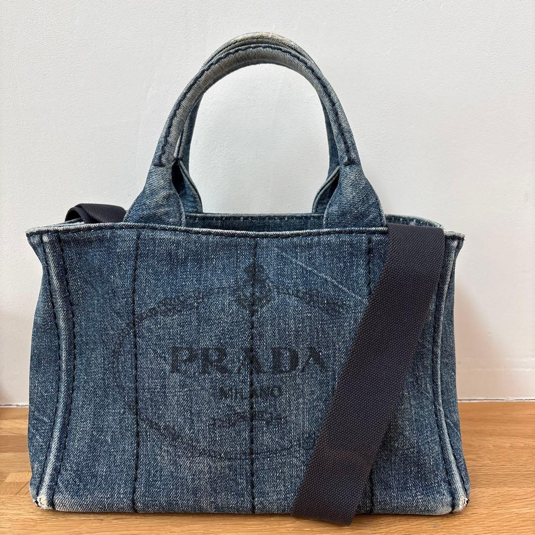 【Ring】プラダ　カナパ　ハンドバッグ　ショルダー　デニム