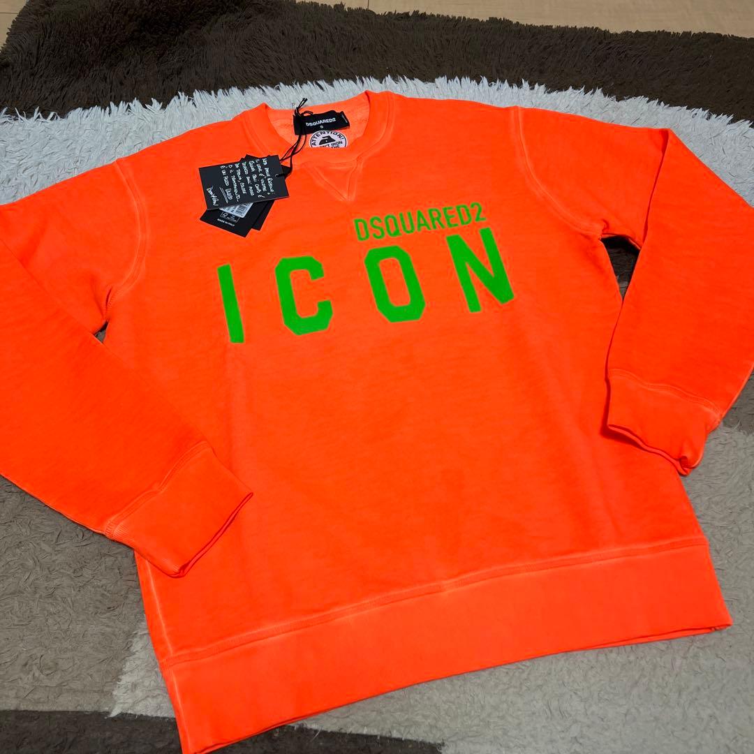 DSQUARED2 ICON ボックスロゴスウェット レアカラー 蛍光オレンジ