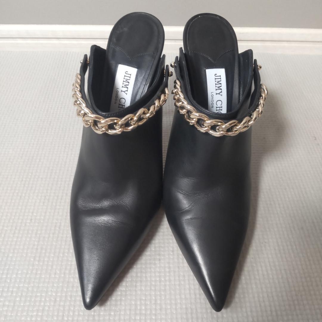 JIMMY CHOO LEXX100 ミュール 2WAY チェーン ハイヒール黒