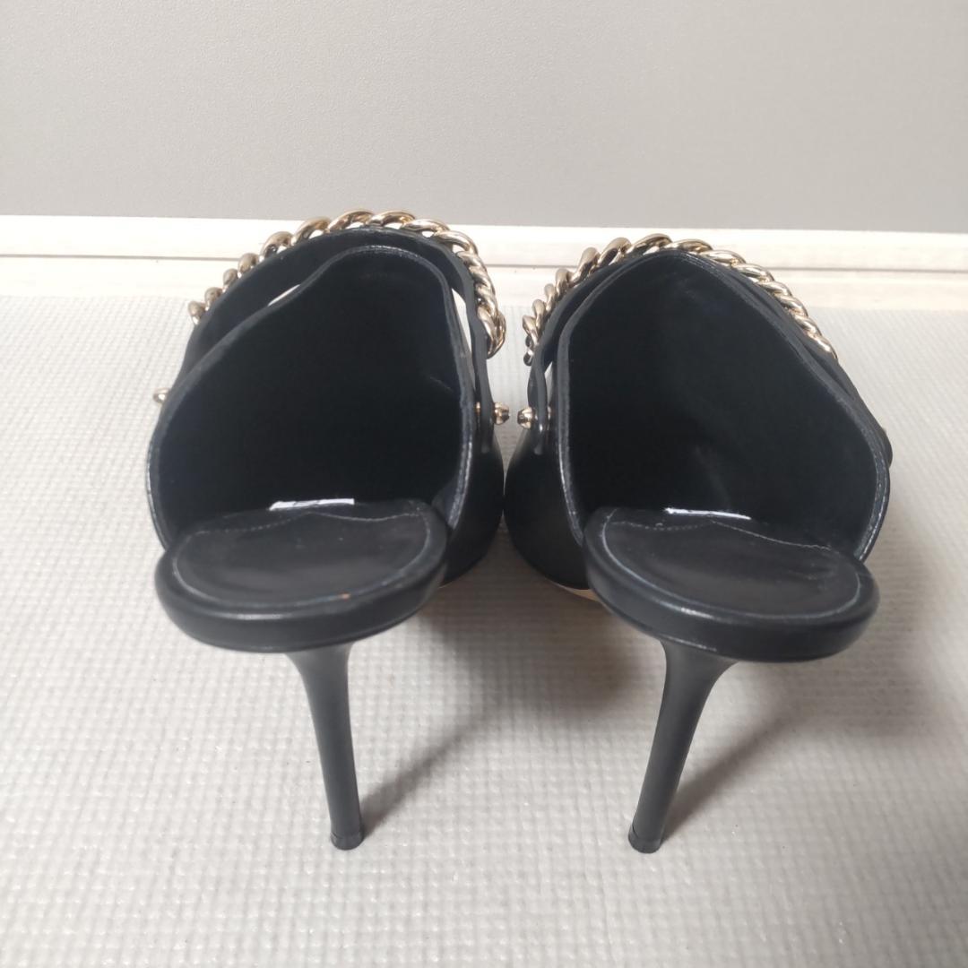 JIMMY CHOO LEXX100 ミュール 2WAY チェーン ハイヒール黒