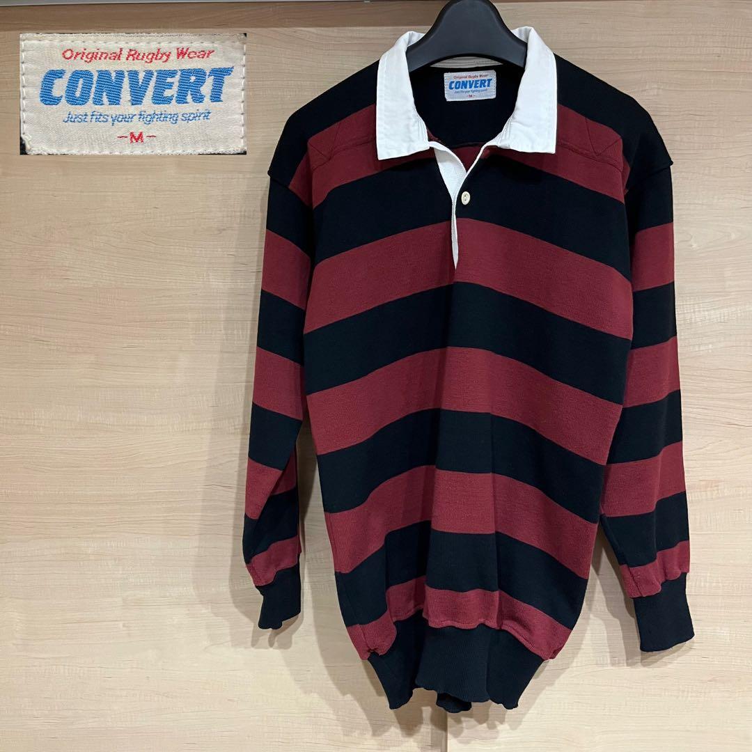 80s-90s CONVERT コンバート ラガーシャツ ボーダー 早大カラー
