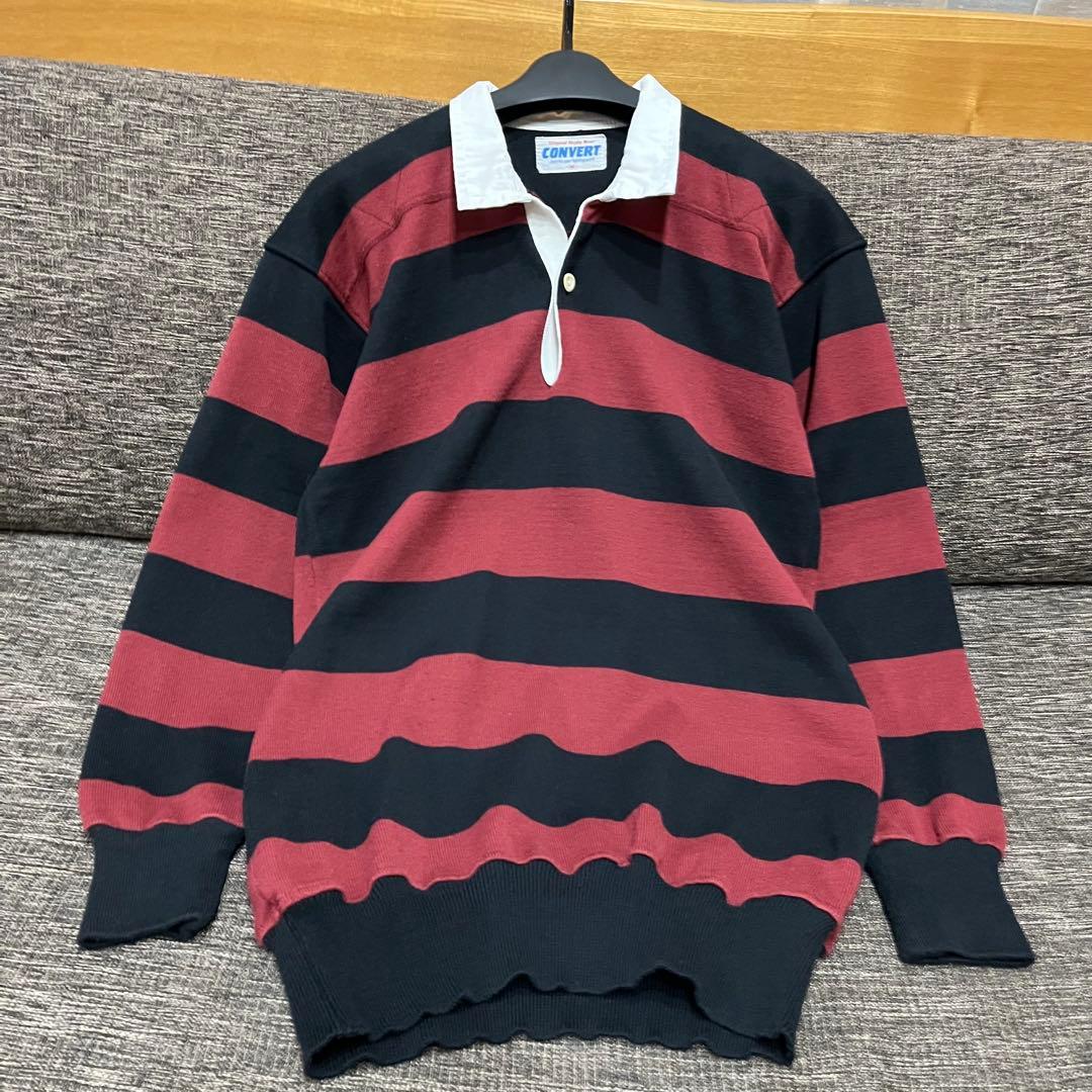 80s-90s CONVERT コンバート ラガーシャツ ボーダー 早大カラー