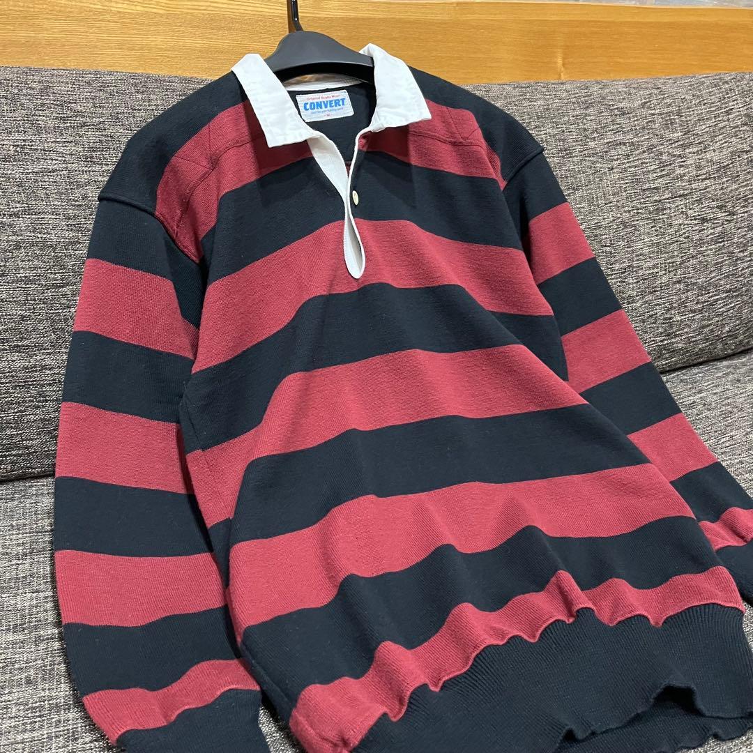 80s-90s CONVERT コンバート ラガーシャツ ボーダー 早大カラー
