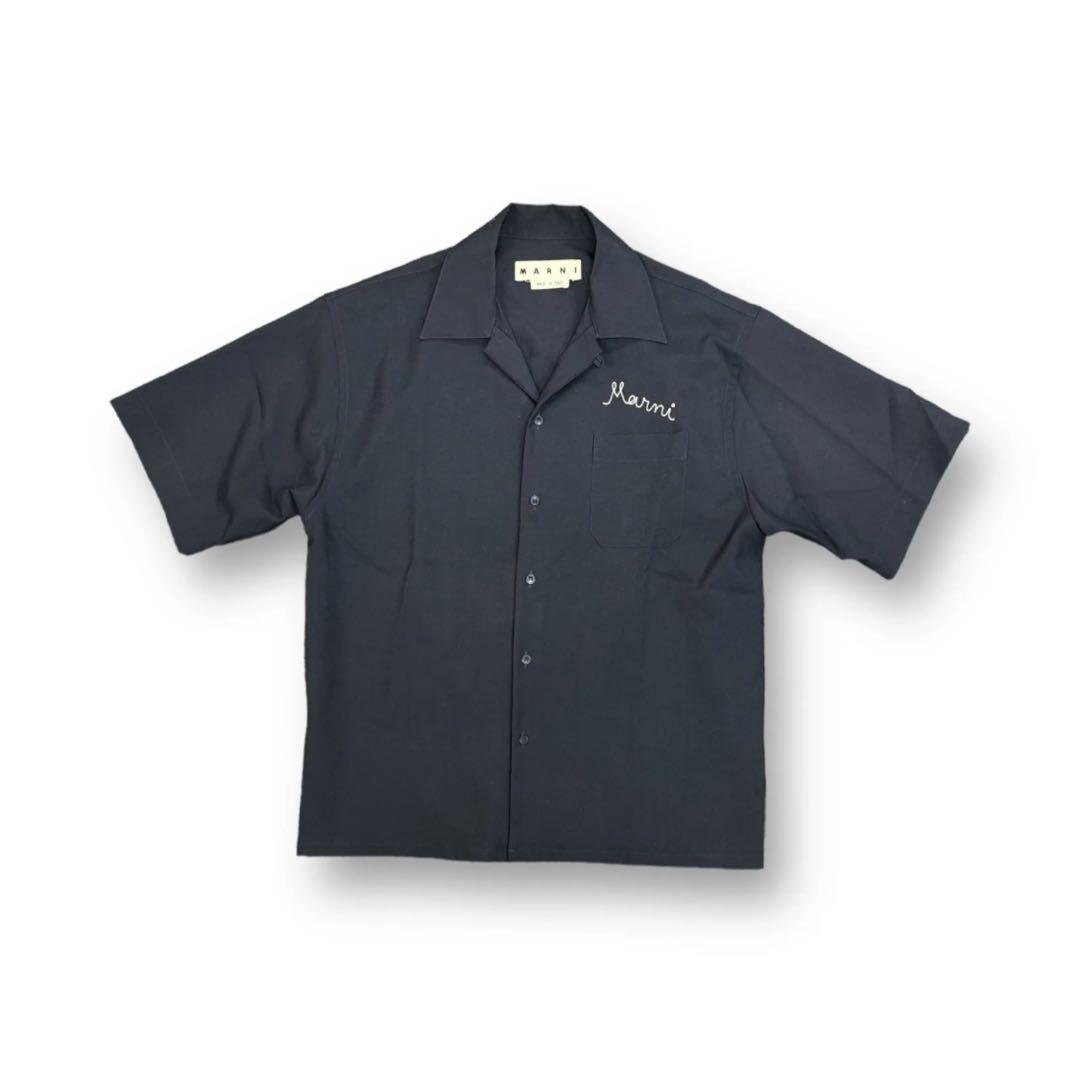MARNI マルニ トロピカルウール ロゴ刺繍 ボーリングシャツ 44