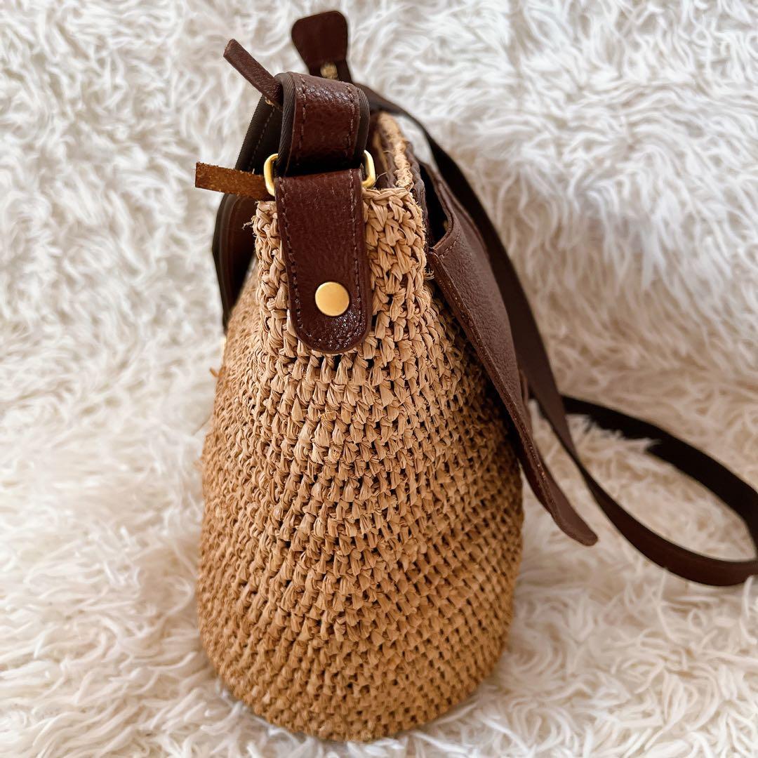 美品✨IBIZA イビサ ラフィア かごバッグ ショルダーバッグ ナチュラル