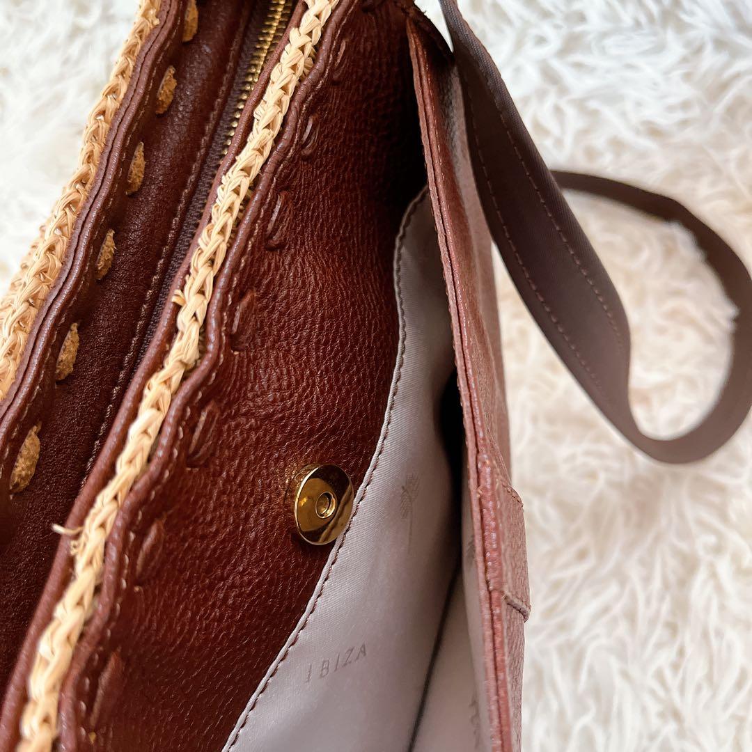 美品✨IBIZA イビサ ラフィア かごバッグ ショルダーバッグ ナチュラル