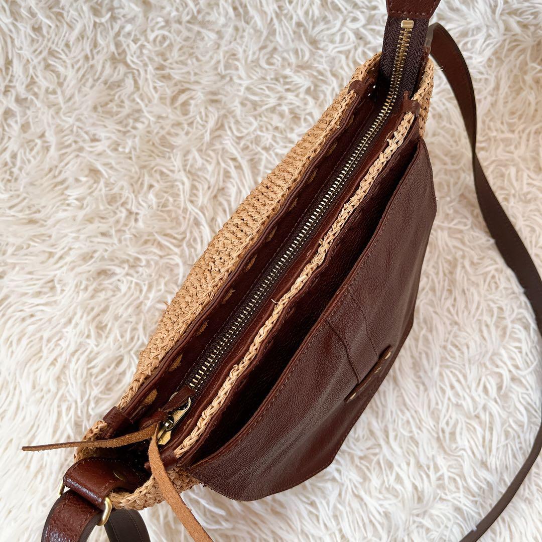 美品✨IBIZA イビサ ラフィア かごバッグ ショルダーバッグ ナチュラル