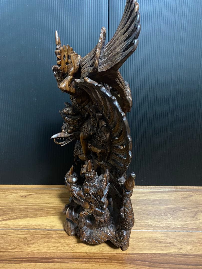 ぱ*ん様 アンティーク インドネシアバリ彫刻細密木彫ガルーダ置物 木彫り