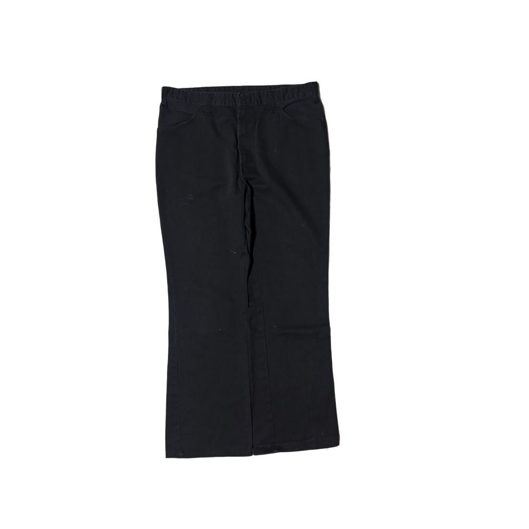 70s チビタグ ディッキーズ フレア パンツ ブラック ツイル