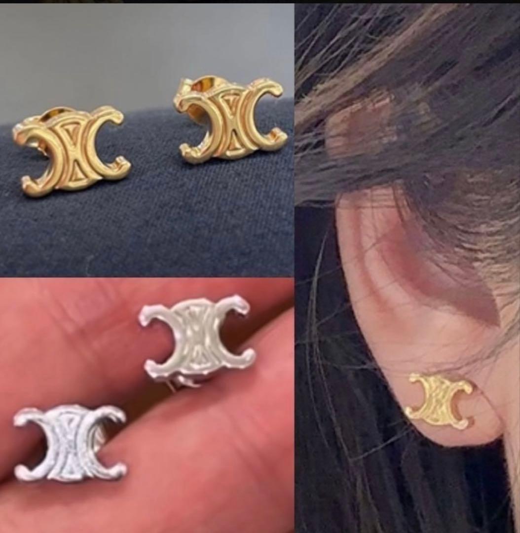 （⚠️片耳のみの販売となります!!）CELINE ゴールド スタッドピアス