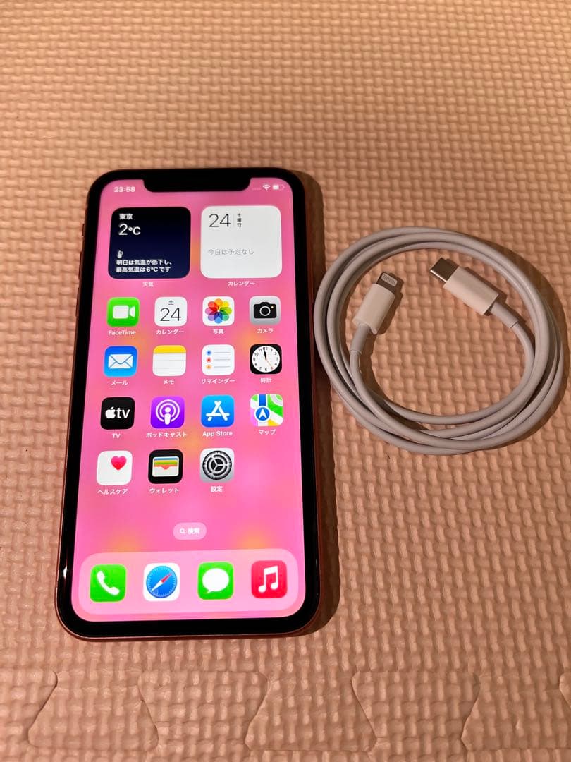 iPhone XR 128GB コーラル 本体 SIMロック解除
