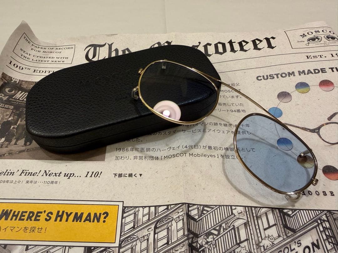 【極美品】MOSCOT CLIPTOSH 49 ゴールド（ブルーレンズ）