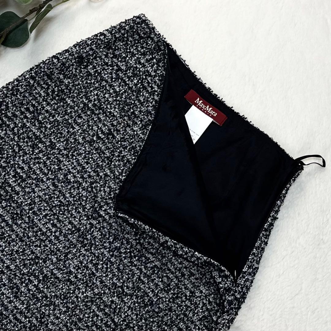 美品 マックスマーラ ツイード セットアップ スカートスーツ くるみボタン 36