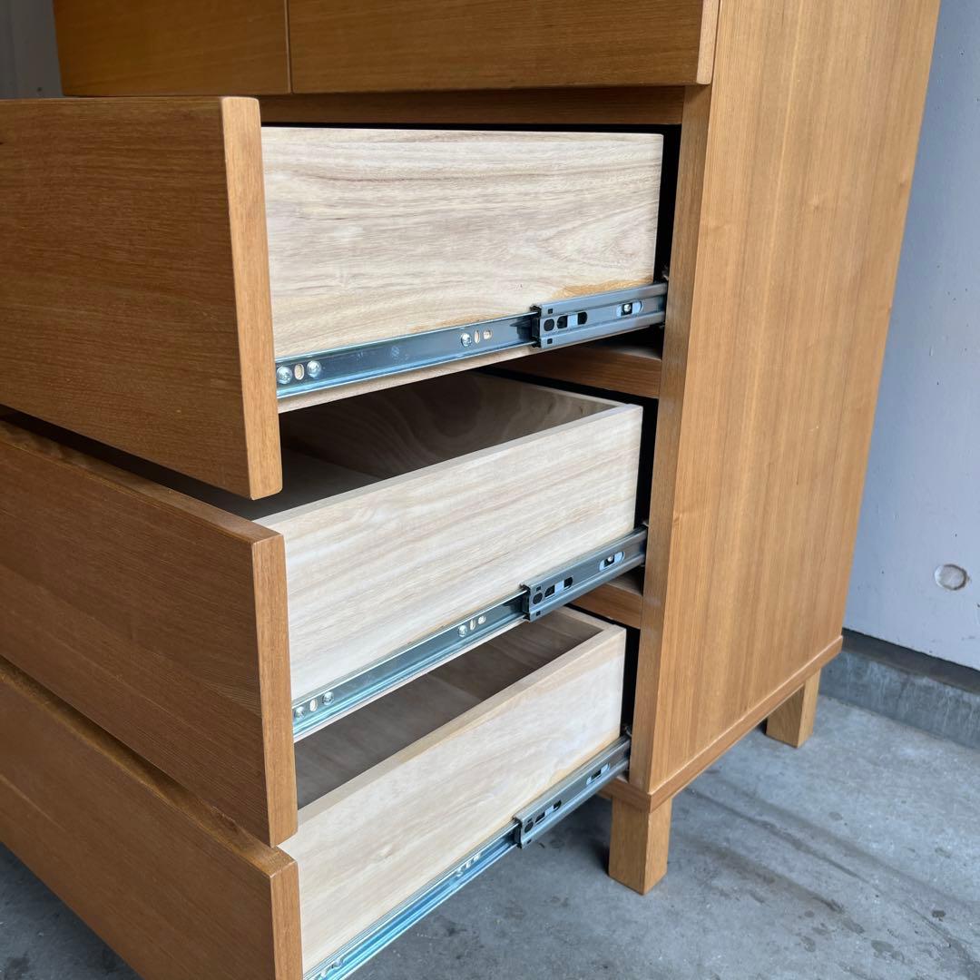 美品・廃盤希少★無印 木製チェスト・４段ワイド・タモ材 ナチュラル