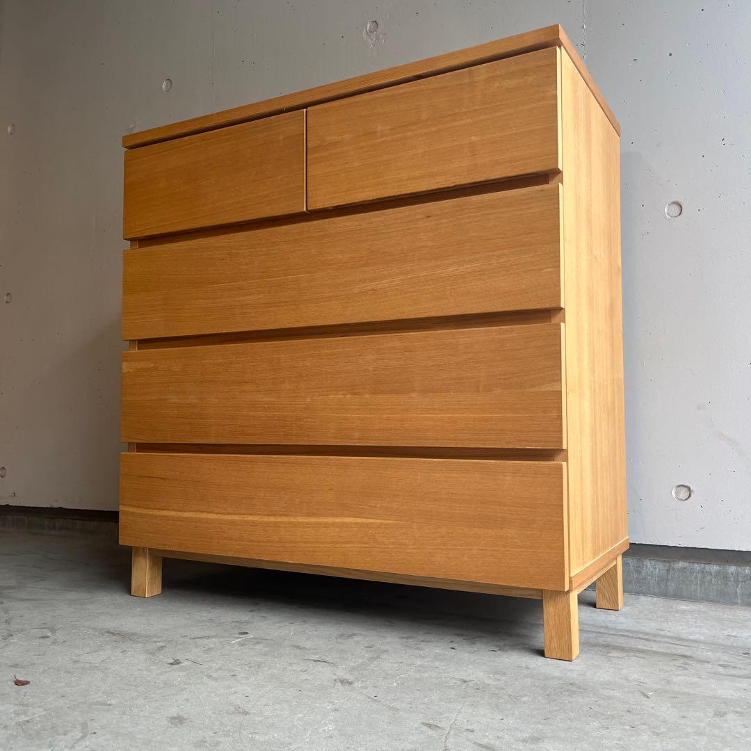 美品・廃盤希少★無印 木製チェスト・４段ワイド・タモ材 ナチュラル