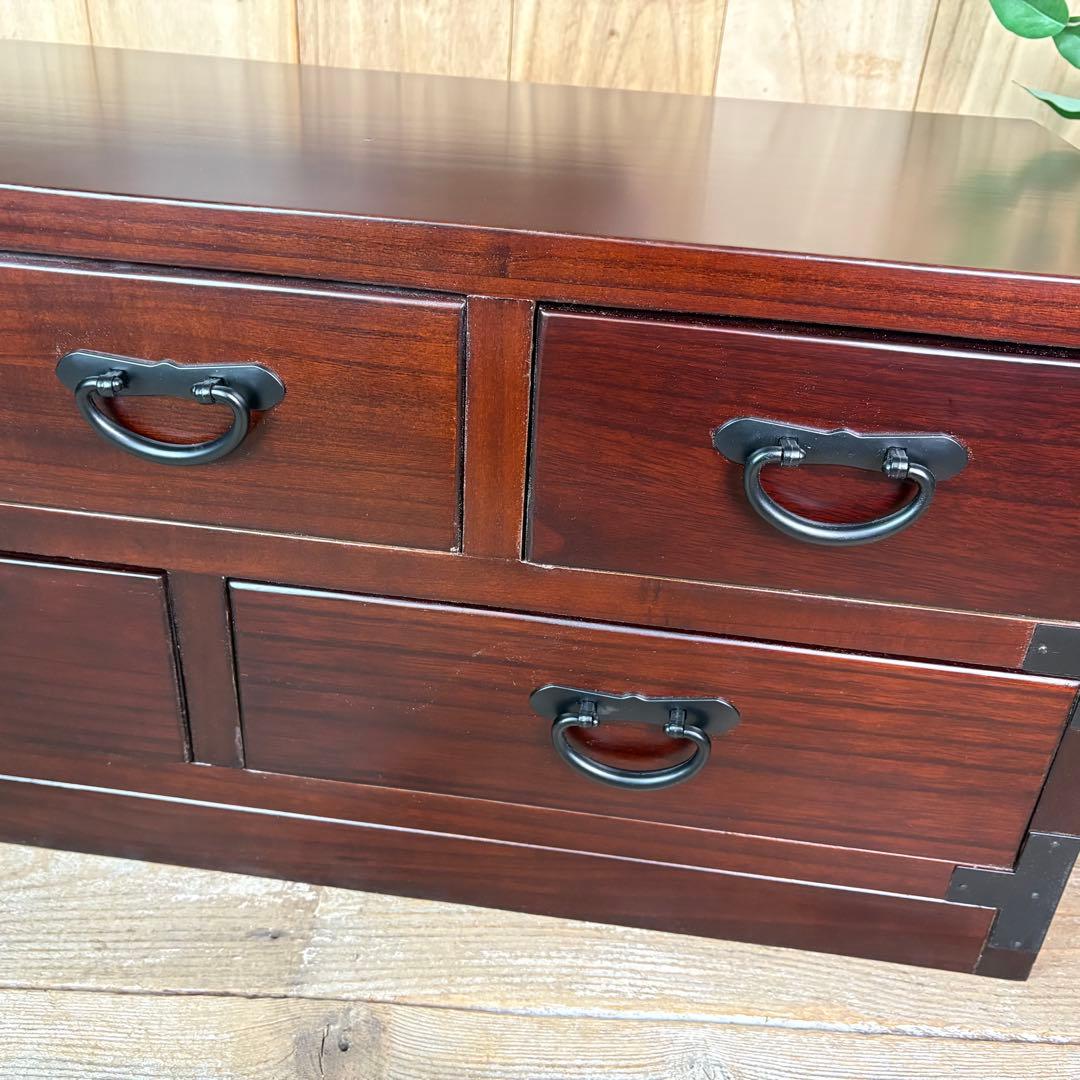 訳あり品！【88】民芸家具和引き出しタンスチェスト横長木製桐材無垢収納家具