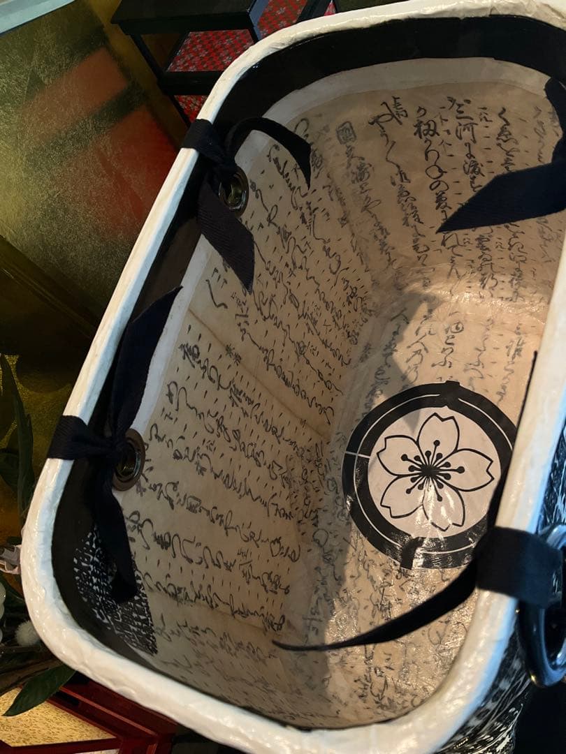 一閑張り　一閑張りバッグ　古文書　和紙　大相撲　大正　着物　相撲番付　正絹