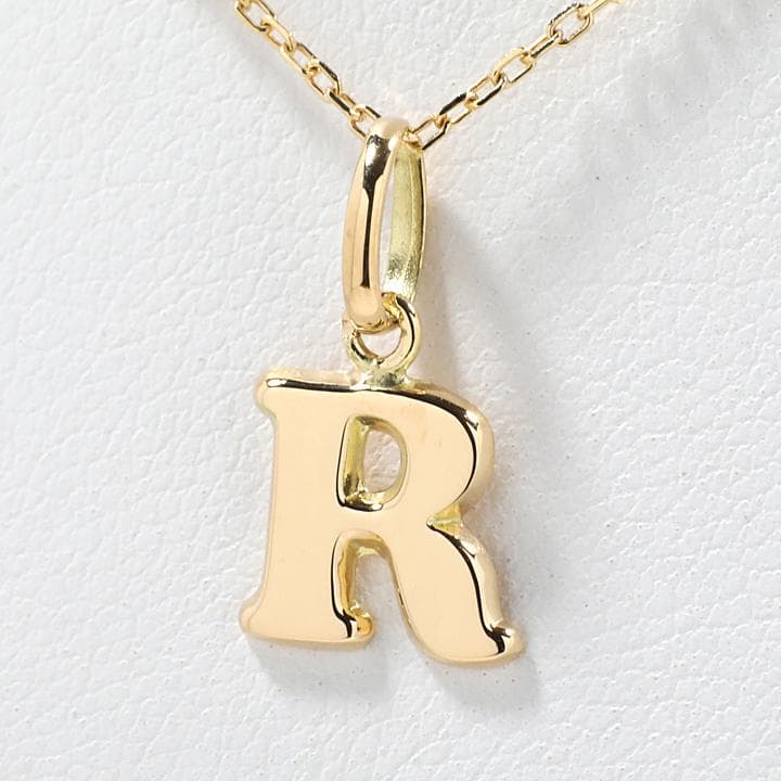 新品 未使用 K18YG イニシャル アルファベット ペンダント トップ R