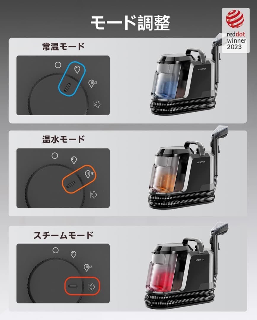 uwant 100℃蒸気 18000Pa　超強吸引力　スチームクリーナー 60℃
