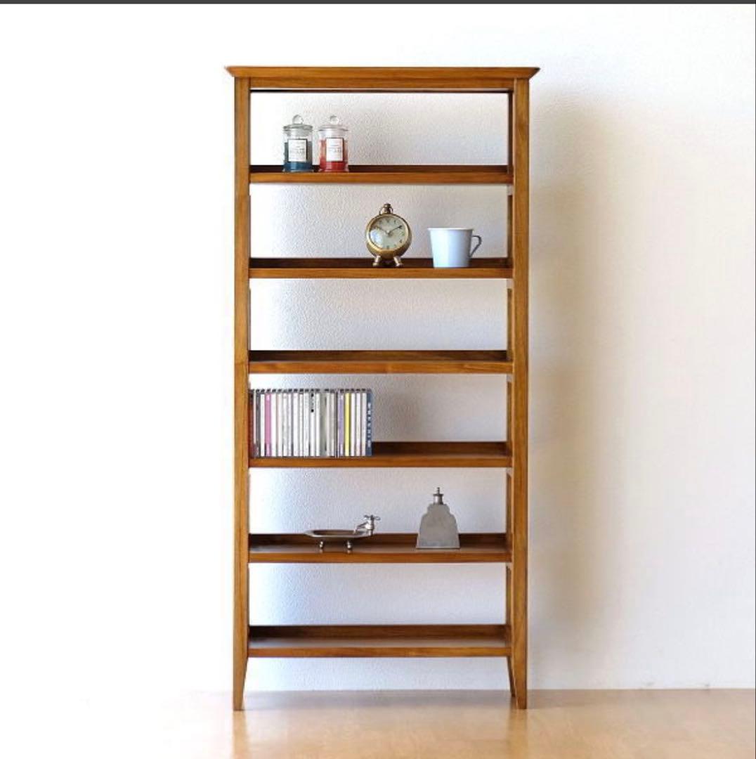 テ*ー様 スリムな本棚 シェルフ　CDラック　文庫本棚　チーク無垢材