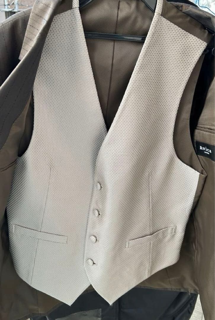 【美品】結婚式　メンズ　タキシード(ブラウン)、上下＋ベスト3点　小物セット無し