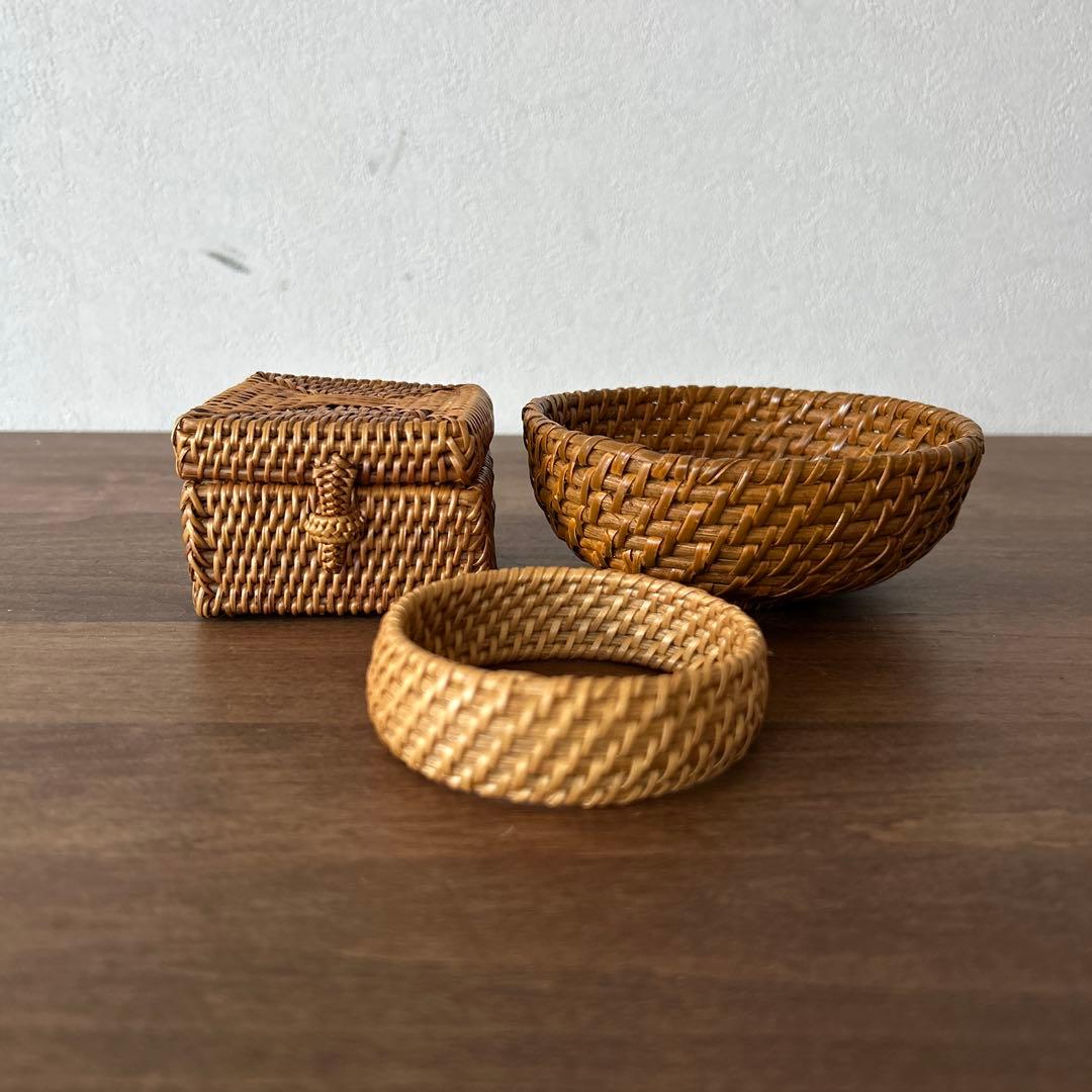 アタ&ラタン　まとめ売り　ティッシュカバー　プレート　　小物入れ　ボウル　トレー