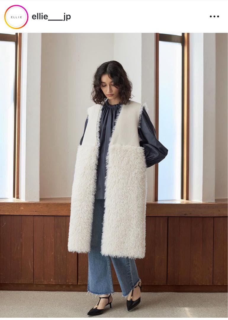 【美品】ELLIE ホワイトファーベスト