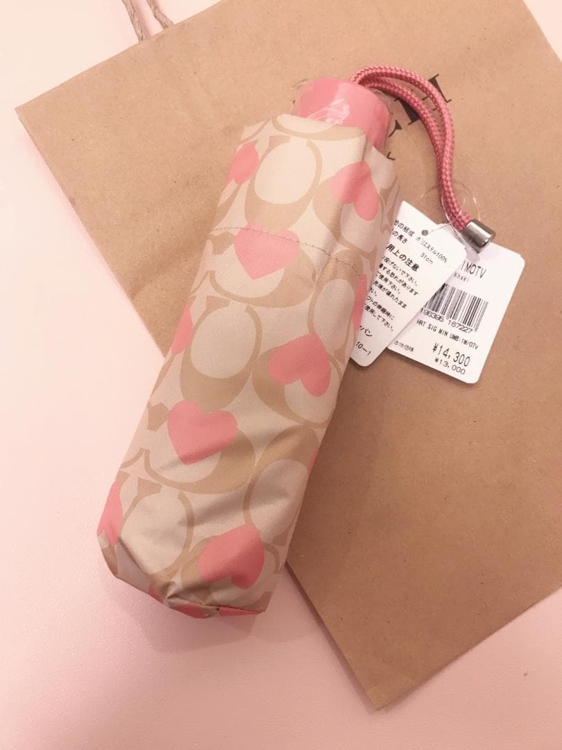 ともこ 新品coach UVカット ミニ アンブレラ シグネチャー ハート