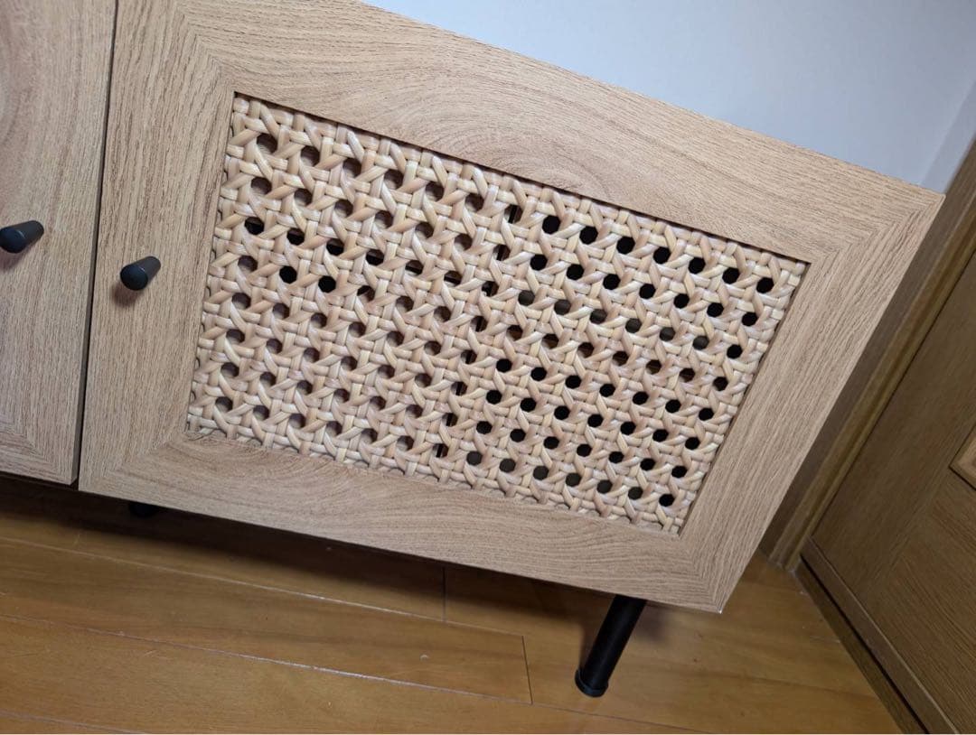 ■送料込■LOWYA ラタン ローテレビボード 2段収納 引き出し 麻 棚